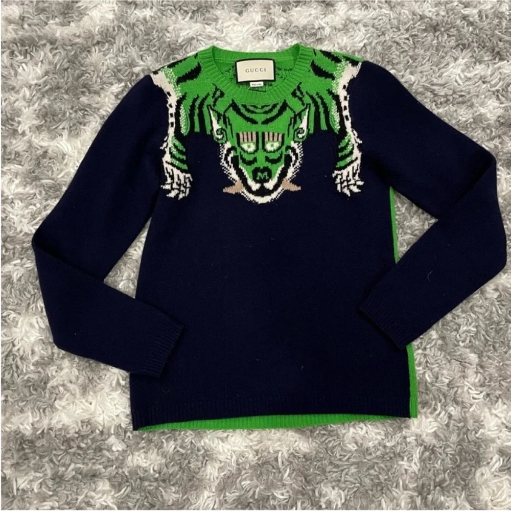 Gucci Tiger Stripe Intarsia Wool Sweater XS